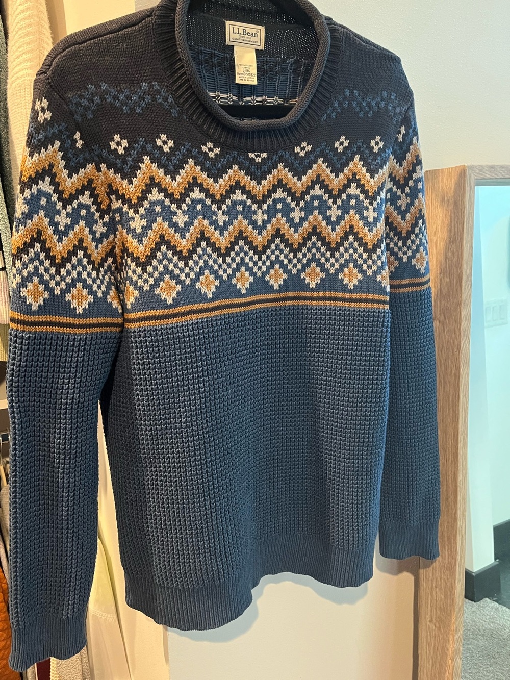 Men’s large L.L. Bean fair aisle sweater 100% cotton